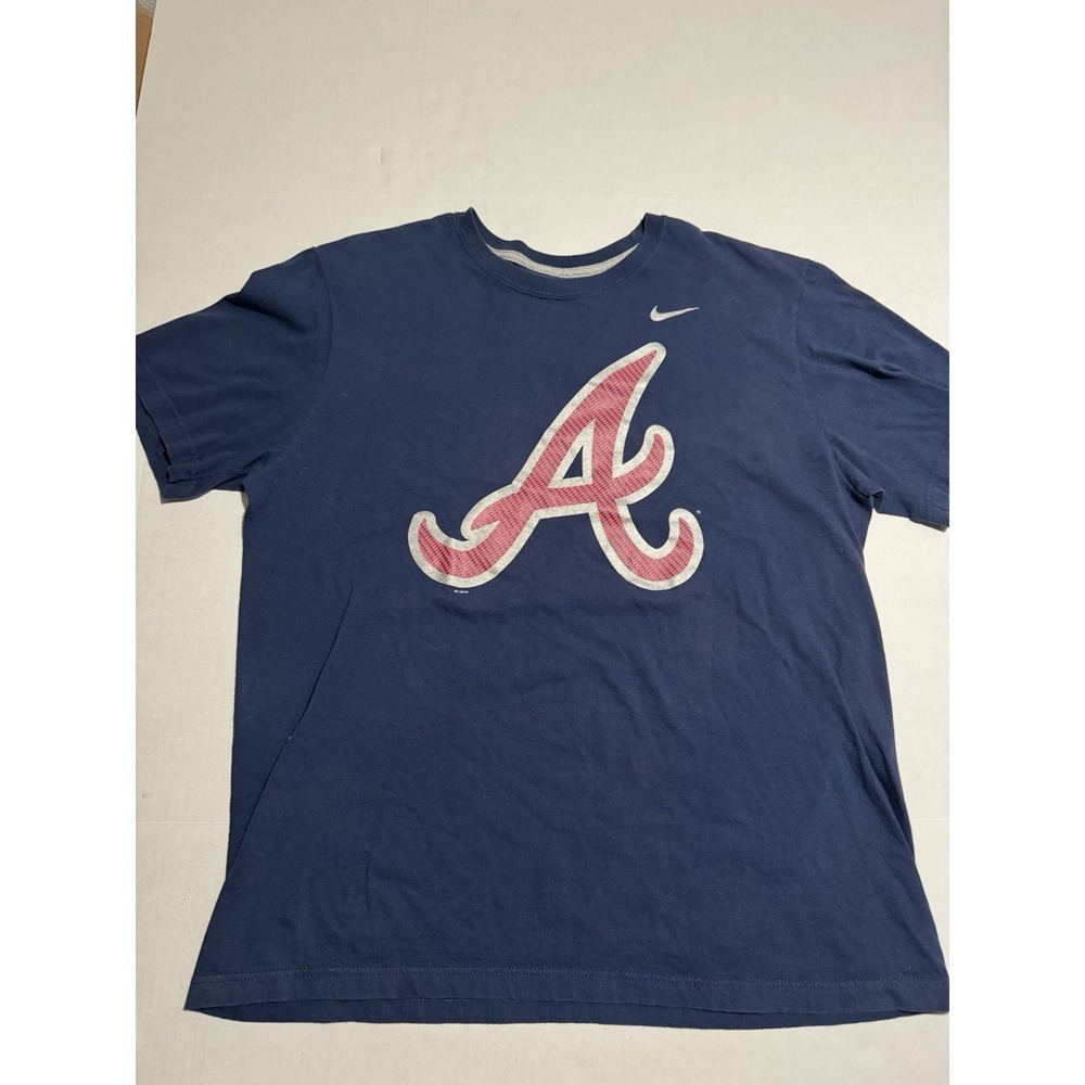 Nike Tee, Regular Fit, Blue, Atlanta Braves Logo,Men's XL Pullover T-shirt